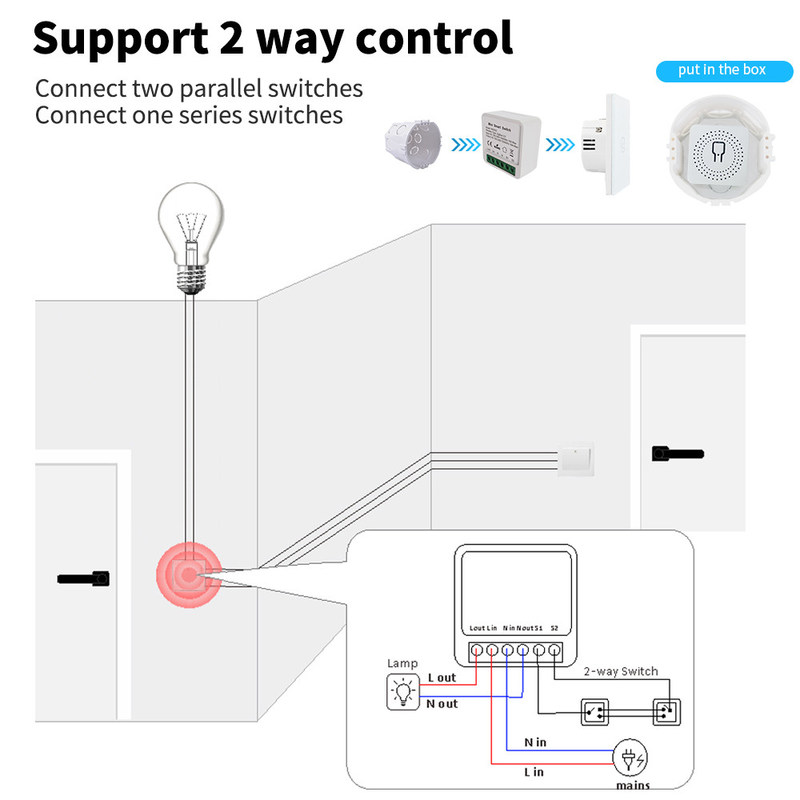 Tuya Alexa Timer Smart Switch 10A Relay Module Werk Remote Smart Switch ondersteuning Google Alexa spraakbesturing gemakkelijke installatie
