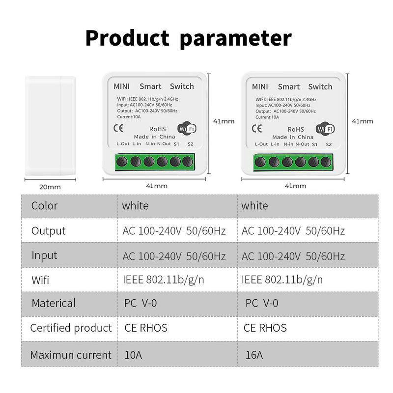 Tuya Alexa Timer Smart Switch 10A Relay Module Werk Remote Smart Switch ondersteuning Google Alexa spraakbesturing gemakkelijke installatie