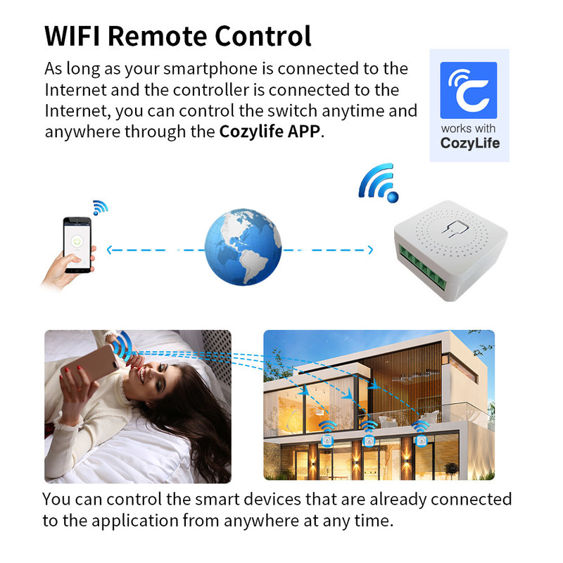 DIY MINI Homekit Wand Schakelaar Knop Modifier Relay Module Werken met tuya wifi app ondersteuning spraakbesturing functie