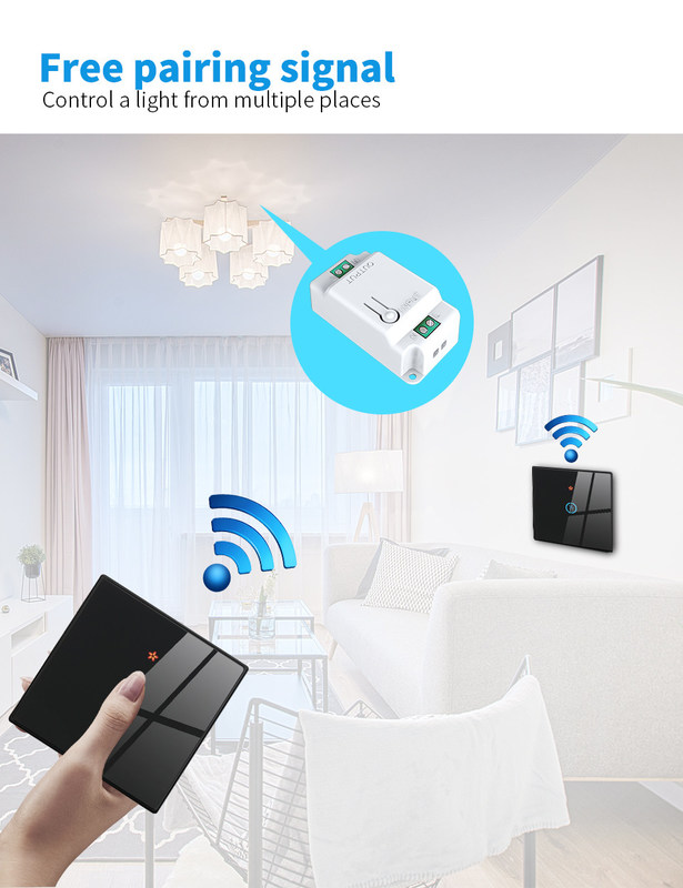 RF433 Draadloze afstandsbediening Switch Crystal Glass Panel Touch Switch met 10A breaker refit oude versie circuit