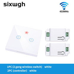 RF433 Draadloze afstandsbediening Switch Crystal Glass Panel Touch Switch met 10A breaker refit oude versie circuit