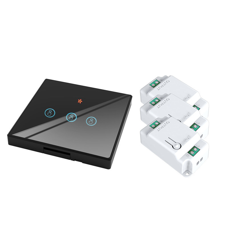 10A Brandbestendige ABS Homekit Smart Switch gehard glaspaneel Drie aan/uit schakelaars ondersteunen afstandsbediening