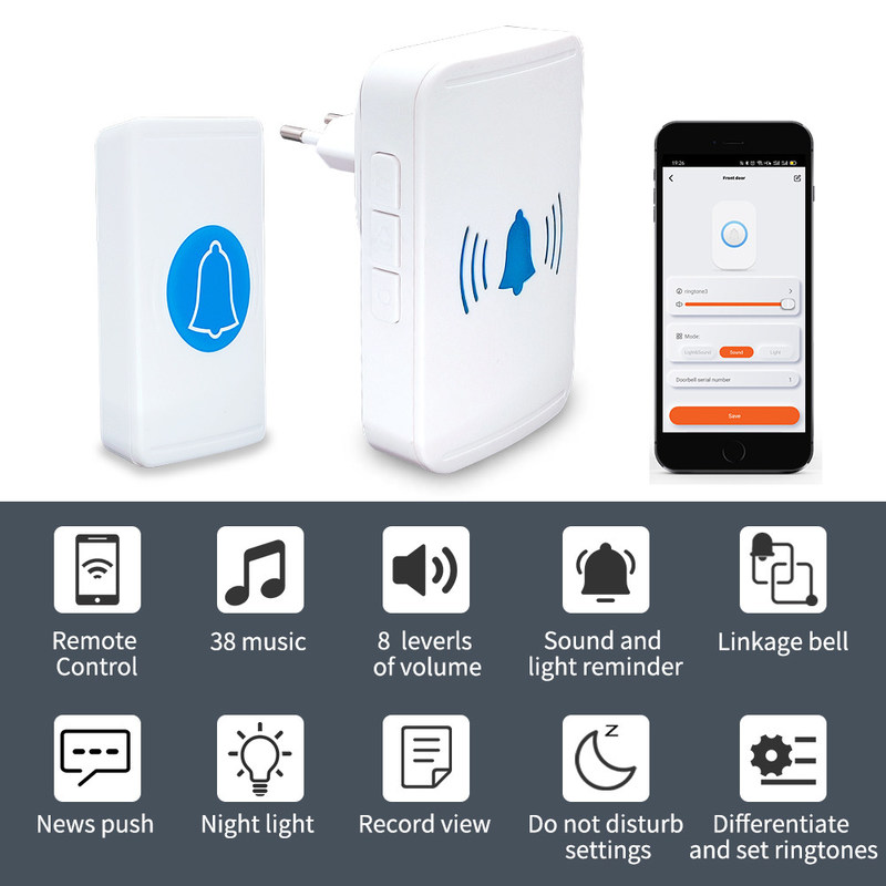 30W draadloze Video van de de Definitieafstandsbediening van de Deurklok Hoge de Deurbelcamera van Wifi Slimme