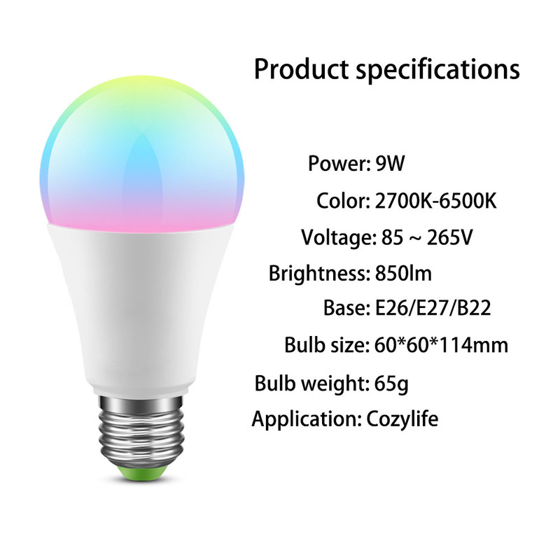 cozylife WiFi APP 10W Smart Wifi LED Lamp Bluetooth 0.2kg Draadloze Smart Led Lampen Huis Automatisering