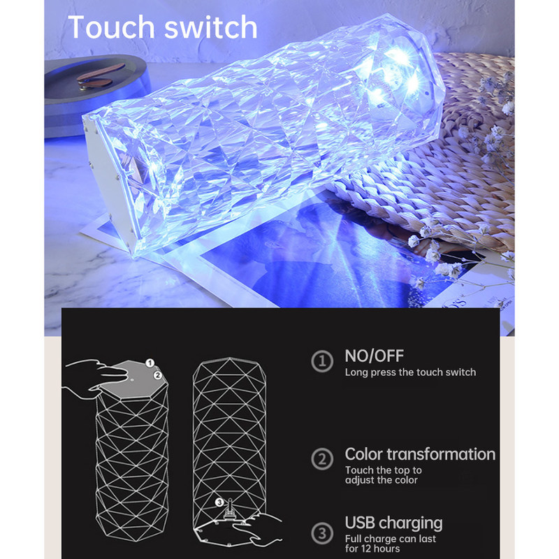 Moderne drie-kleurige RGB kleurrijke roze tafellamp Touch Control Oneindige dimming