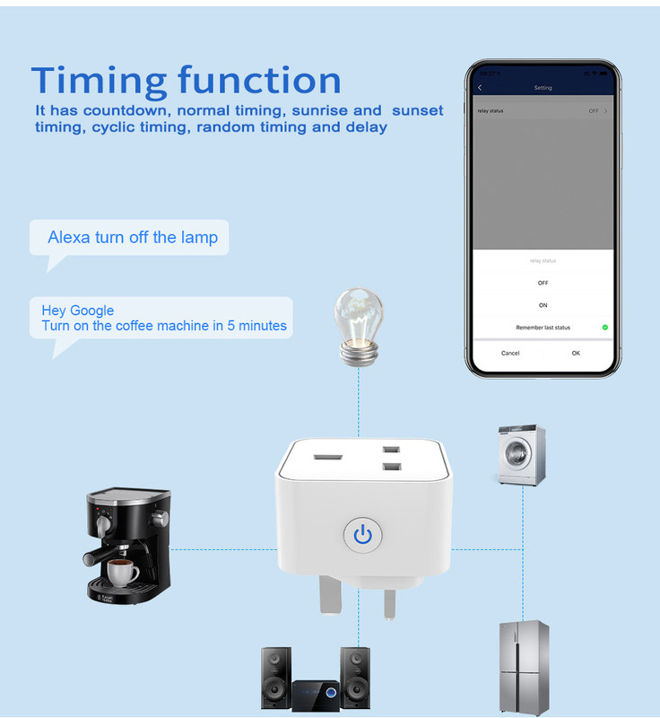tuya wifi smart socket Remote & Voice control plug met planning en automatisering functies ondersteuning Alexa spraakbesturing