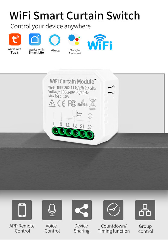 Wifi-smart switches Remote & Voice control met planning en automatisering, energiebewaking,gemakkelijke installatie en installatie