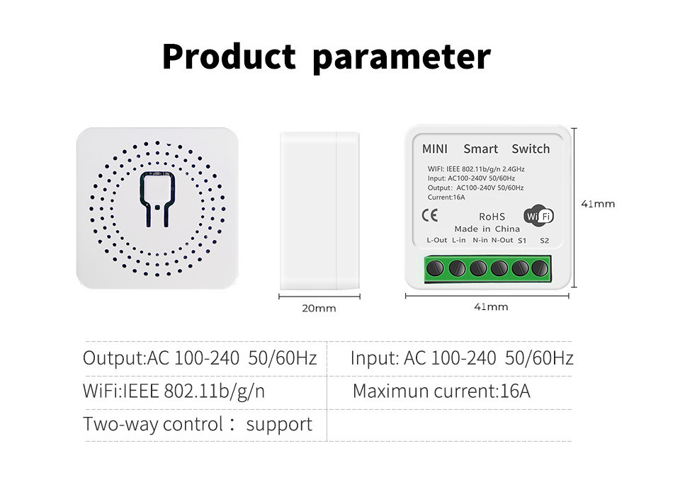 mini smart breaker Betrouwbare slimme oplossing - Wi-Fi-gestateerde standaard - Compact apparaat bset keuze om oude schakeling te herstellen