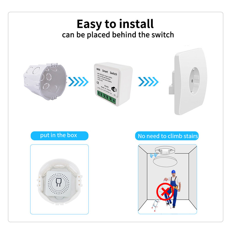 mini smart breaker Betrouwbare slimme oplossing - Wi-Fi-gestateerde standaard - Compact apparaat bset keuze om oude schakeling te herstellen