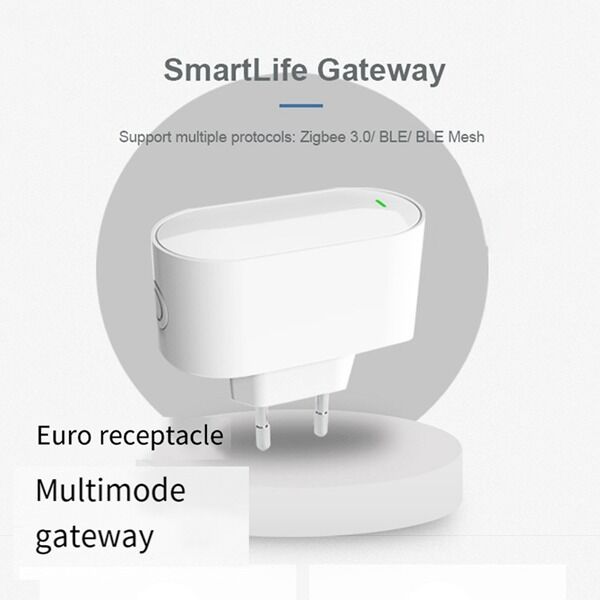 SIXWGH Tuya SmartLife Multi-Protocol Gateway Zigbee 3.0 + voor + BLE Mesh Hub Wi-Fi Werkt met Alexa/Google Home EU Stekker Apparaten