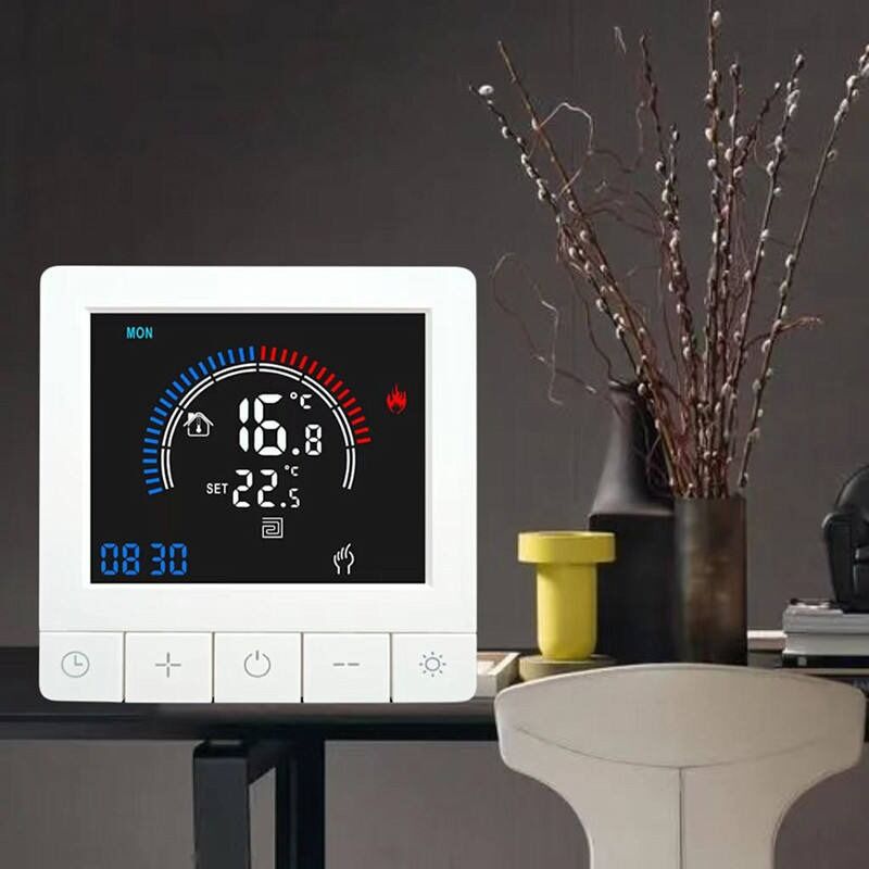 SIXWGH Tuya Smart Thermostat Wi-Fi App Control OLED Display Slider Design Stemcontrole 7-daags schema 16A Laad werkt thuis