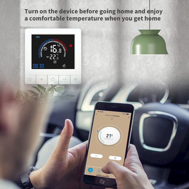 SIXWGH Tuya Smart Thermostat Wi-Fi App Control OLED Display Slider Design Stemcontrole 7-daags schema 16A Laad werkt thuis