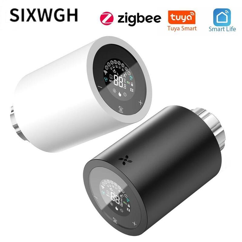 SIXWGH Tuya Zigbee & Wi-Fi Slimme LCD Touchscreen Thermostatische Radiator Klep Programmeerbare Temperatuurregeling APP Stem Eco Home