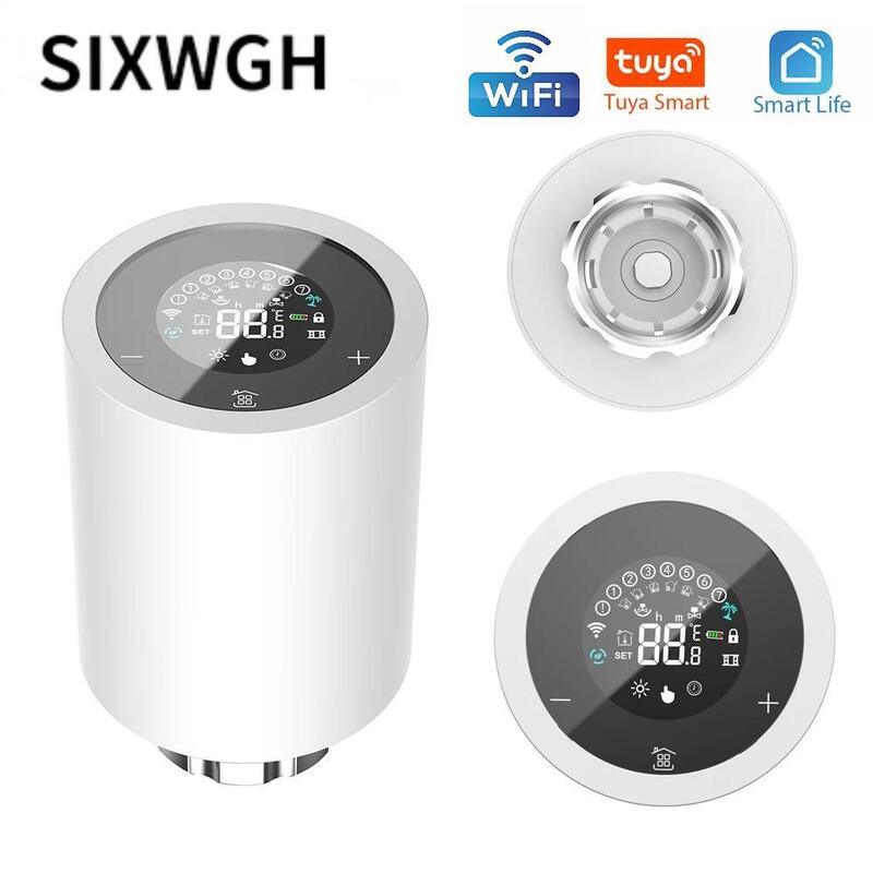 SIXWGH Tuya Zigbee & Wi-Fi Slimme LCD Touchscreen Thermostatische Radiator Klep Programmeerbare Temperatuurregeling APP Stem Eco Home