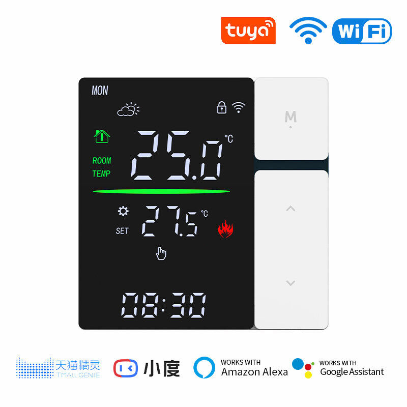 SIXWGH WIFI Slimme thermostaat, spraakbesturing en APP programmeerbare thermostaat voor elektrische verwarmingswaterketel voor thuis- en kantoorgebruik
