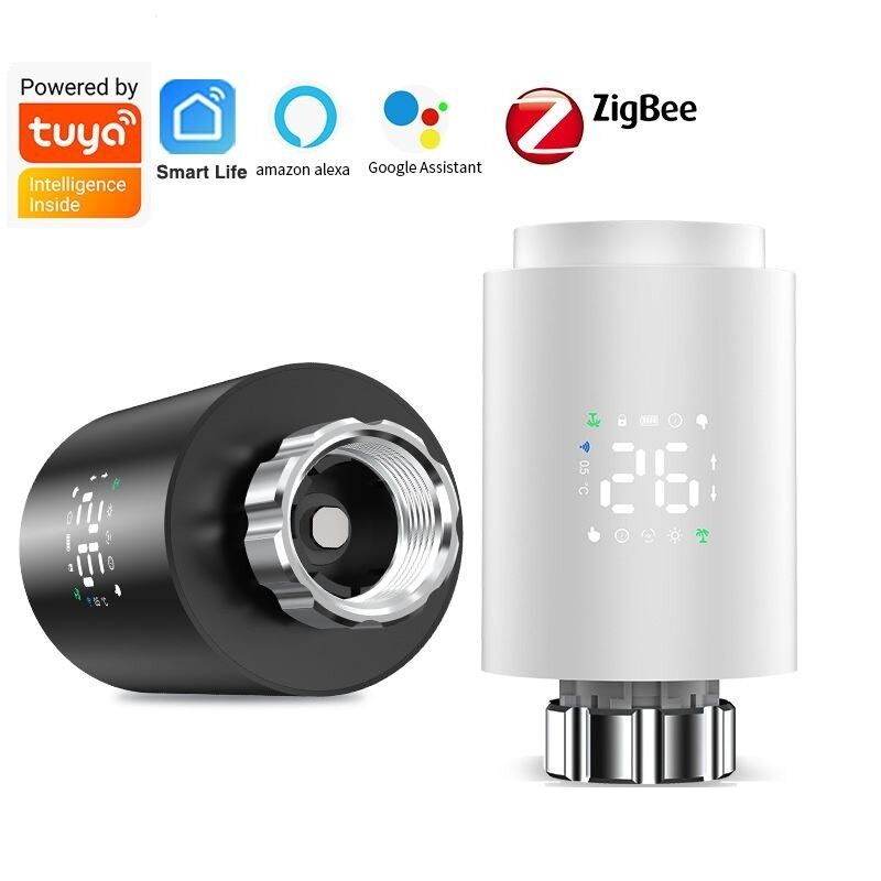 SIXWGH Zigbee 3.0 Smart Thermostatic Radiator Valve (TRV) Alexa/Google Assistant Tuya App 7-daagse programmeerbare draadloze verwarming