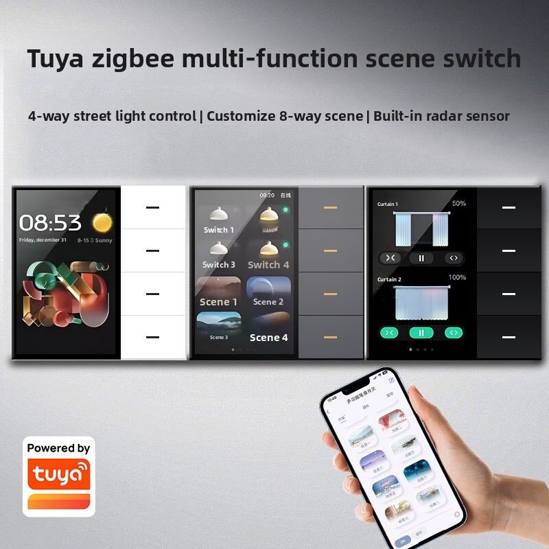 SIXWGH Slimme Levensduur Slimme Touch Wandschakelaar 4-groeps WiFi Zigbee Paneel Radar Sensor Kleurrijk Aangepast Luxe Huis Hotel Kantoor