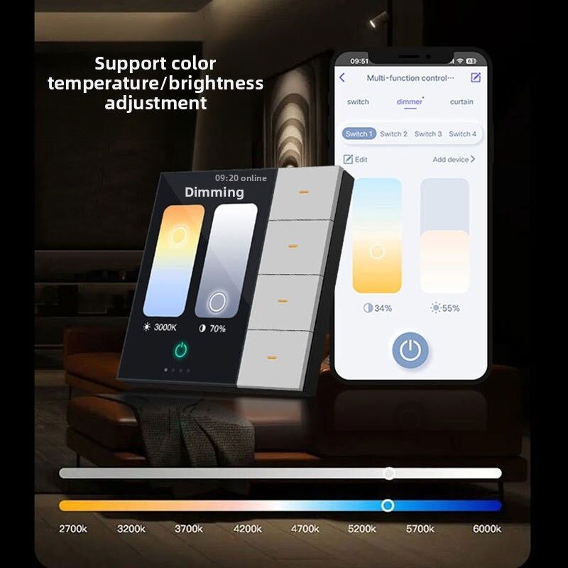 SIXWGH Slimme Levensduur Slimme Touch Wandschakelaar 4-groeps WiFi Zigbee Paneel Radar Sensor Kleurrijk Aangepast Luxe Huis Hotel Kantoor