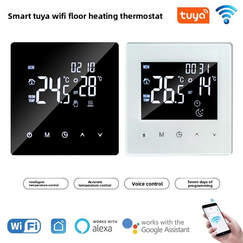 Slimme WiFi vloerverwarming thermostaat met spraakbesturing, app, LED-display voor thuis en commercieel gebruik