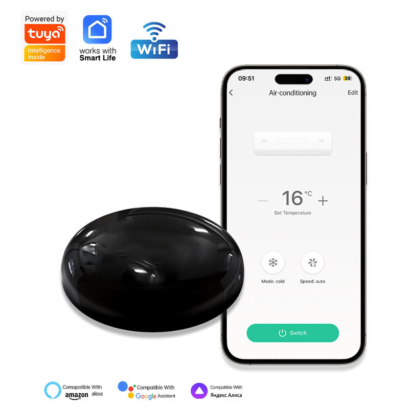 SIXWGH Smart Home WiFi Stembediening Airconditioner Alexa Google Home TuyaApp Compatibiliteit Universele Infrarood Type-C Aangedreven IR