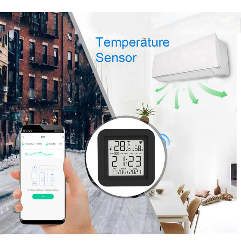 SIXWGH 3-in-1 Smart Home Automatisering Apparaat Tuya Wi-Fi IR Afstandsbediening LCD Scherm Temperatuur Vochtigheidssensor Spraakbesturing
