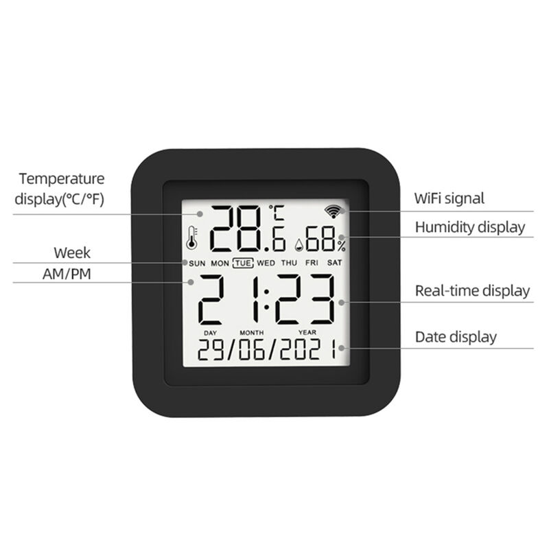 SIXWGH 3-in-1 Smart Home Automatisering Apparaat Tuya Wi-Fi IR Afstandsbediening LCD Scherm Temperatuur Vochtigheidssensor Spraakbesturing