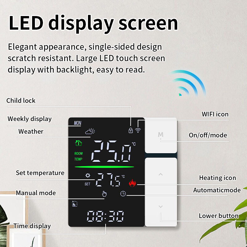 SIXWGH Slimme WiFi Thermostaat Controller voor Waterverwarming LED Touchscreen Temperatuurregeling Elektrische Vloer/Wand Camper Garage
