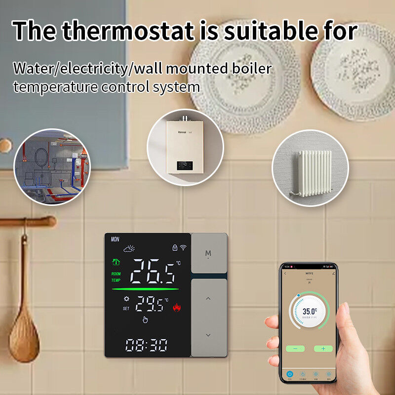 SIXWGH Slimme WiFi Thermostaat Controller voor Waterverwarming LED Touchscreen Temperatuurregeling Elektrische Vloer/Wand Camper Garage