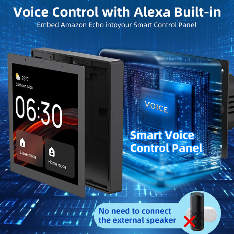 SIXWGH 4-inch Touchscreen Smart Home Control Panel Alexa Tuya Gateway Ingebouwde Zigbee 3.0 Hub Spraakbesturing Wandmontage AIoT