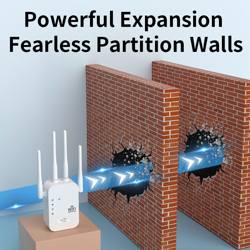 1200Mbps WiFi Extender Signal Booster, Dual Band 5G/2.4G Wireless Repeater with 4 Antennas, Dual Ethernet Ports, Wall-Through Coverage for Home & Office (Black/White)